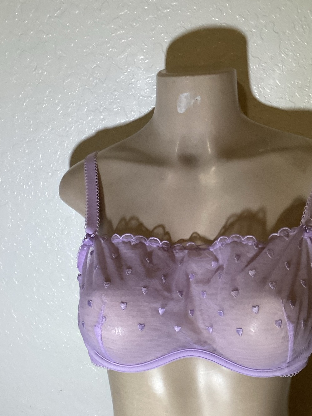 PINK Victoria's Secret Sheer Lavender Heart Mesh Underwire Bra
